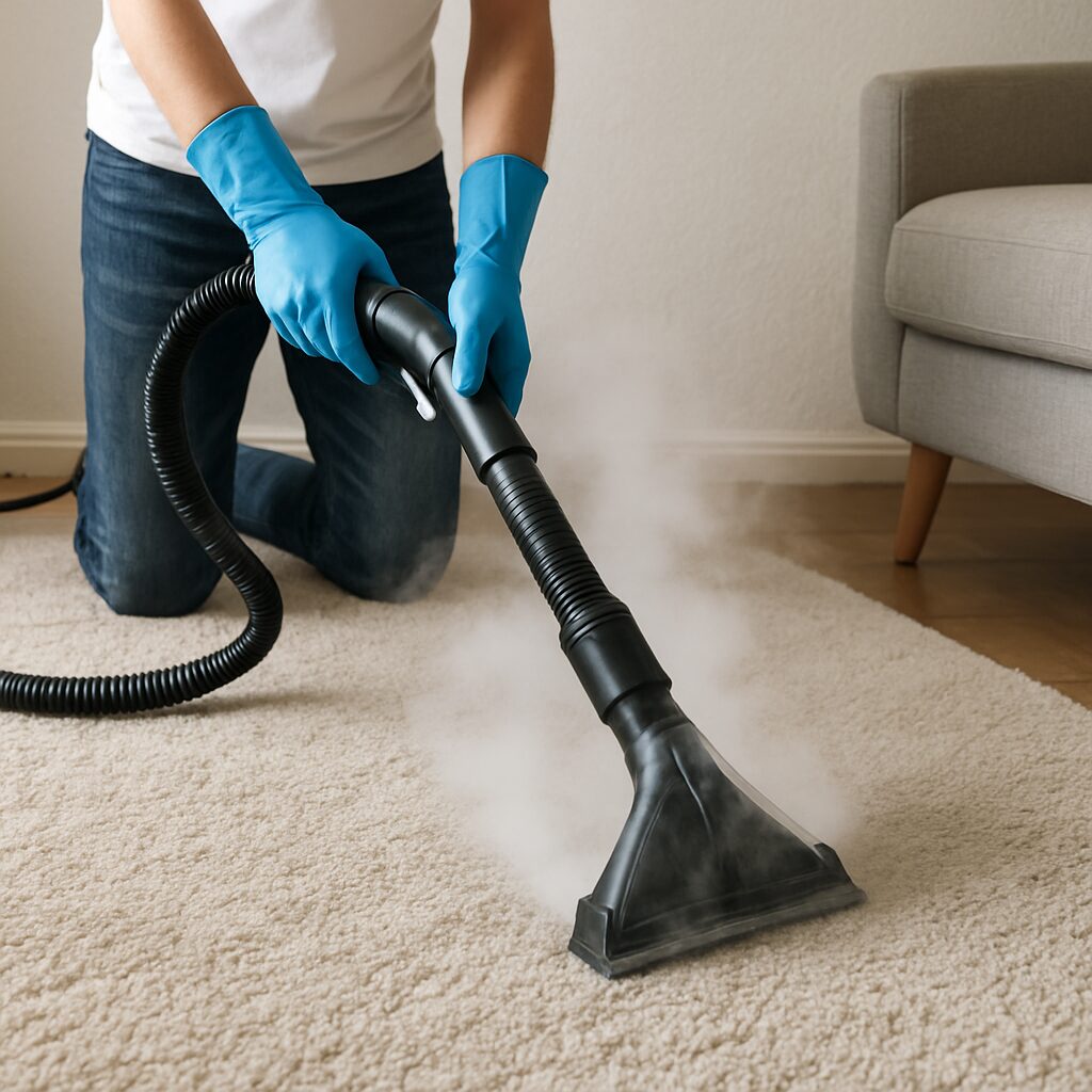 Nettoyage d'un tapis à la vapeur