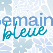 L'image comporte l'inscription Semaine bleue en bleu sur un fond composé de motifs floraux abstraits bleus et blancs, mettant en avant les activités pour les personnes âgées de la Semaine Bleue.